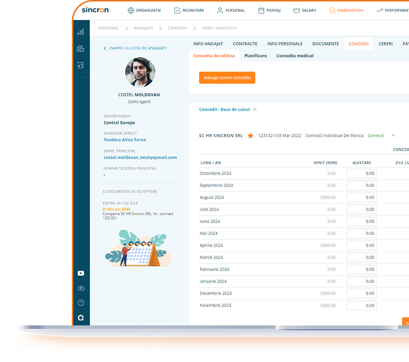 managementul concediilor in sistem software HCM - Sincron HR