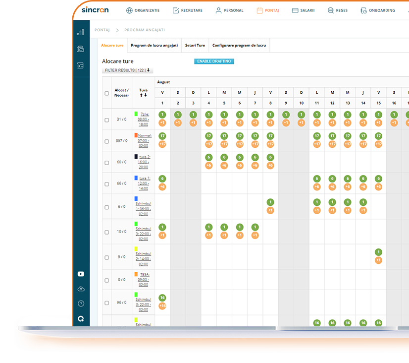 planificarea fortei de munca in sistem software HCM - Sincron HR