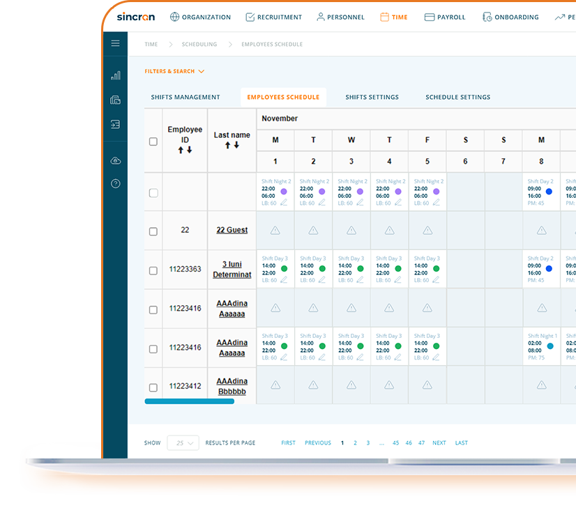pontaj in sistem software HCM - Sincron HR