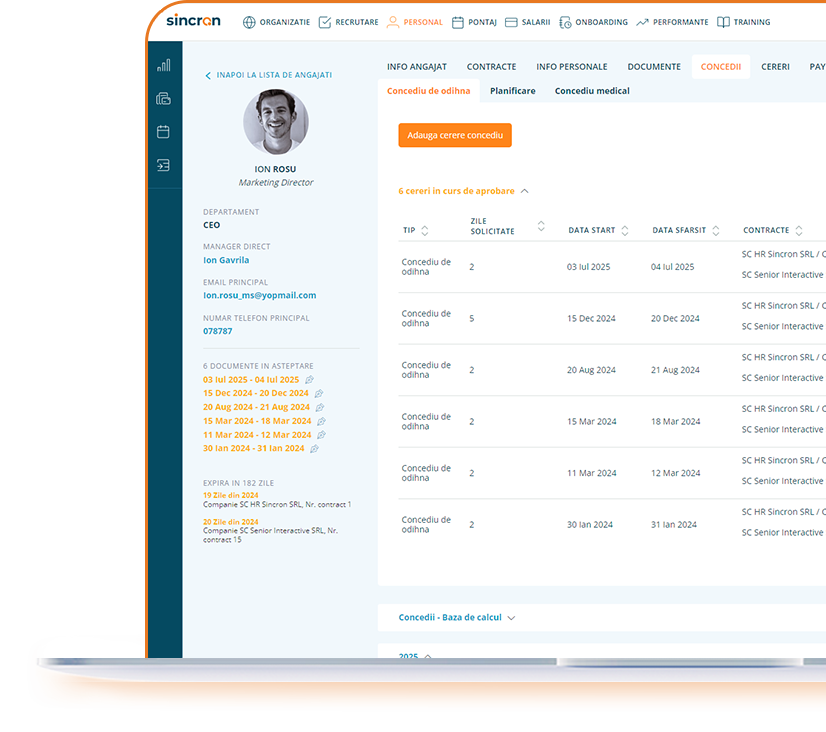 portal self service in sistem software HCM - Sincron HR